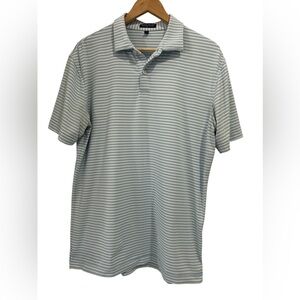 Peter Millar Crown Crafted Blue and White Striped Performance Polo Shirt - M